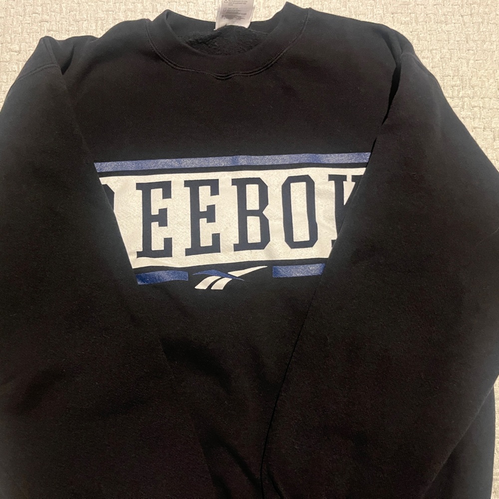 Reebok Black Crewneck with Blue and White Accents